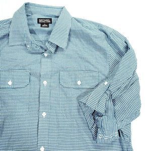 Michael Kors Mens XL Green Check Roll-Up Sleeve